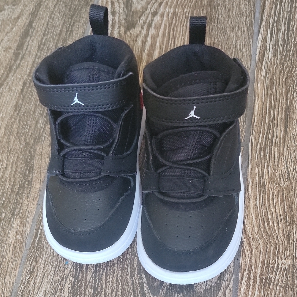 Jordan Kids Black and Red High-Top Sneakers